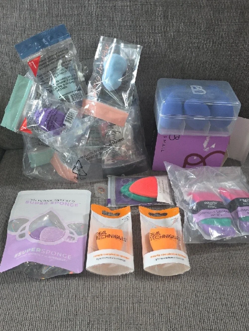 Makeup Beauty Sponge Collection In A Variety Of Colors, Shapes, & Brands, New.